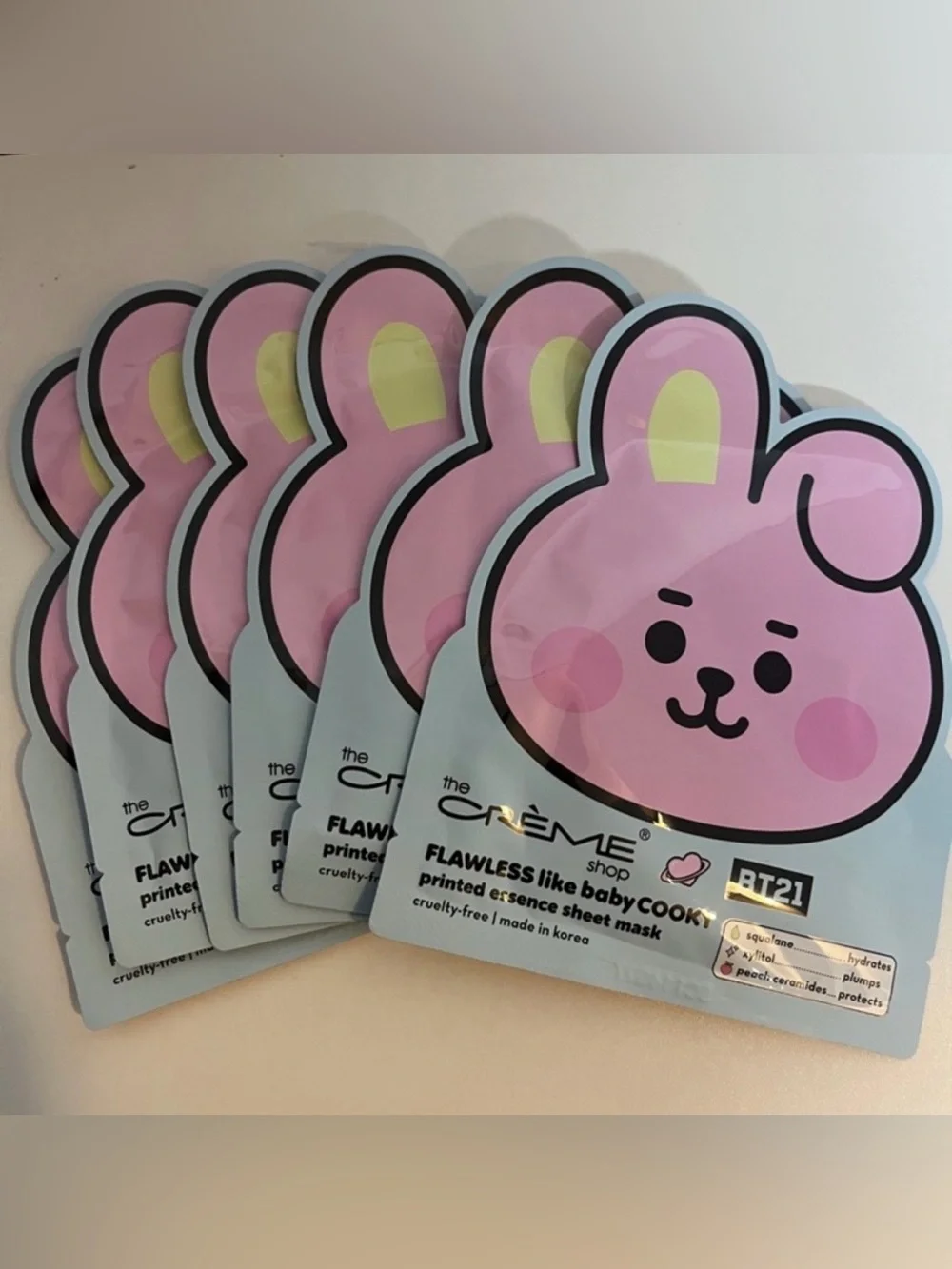 The Crème Shop Bundle BT21 Cooky Mask, TATA Lip Balm & Hello Kitty Blenders NEW